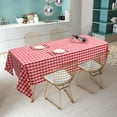 thumbnail image 3 of Gymax 10 Pcs Nappe Rectangulaire en Polyester 60"x126 Pouces Rouge & Blanc à Carreaux pour Fête, 3 of 10