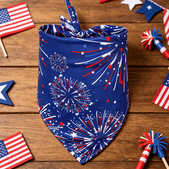 USA Flag Dog Bandana Reversible Patriotic Scarf for Small Dogs Cats 4th of July Memorial Day Pet Accessories Red White Blue