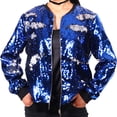 thumbnail image 2 of Yuyuzo Veste à Paillettes pour Femme à Manches Longues, Col Rond, Veste Zippée avec Poche, Tenue de Fête/Boîte de Nuit, Manteau, 2 of 5