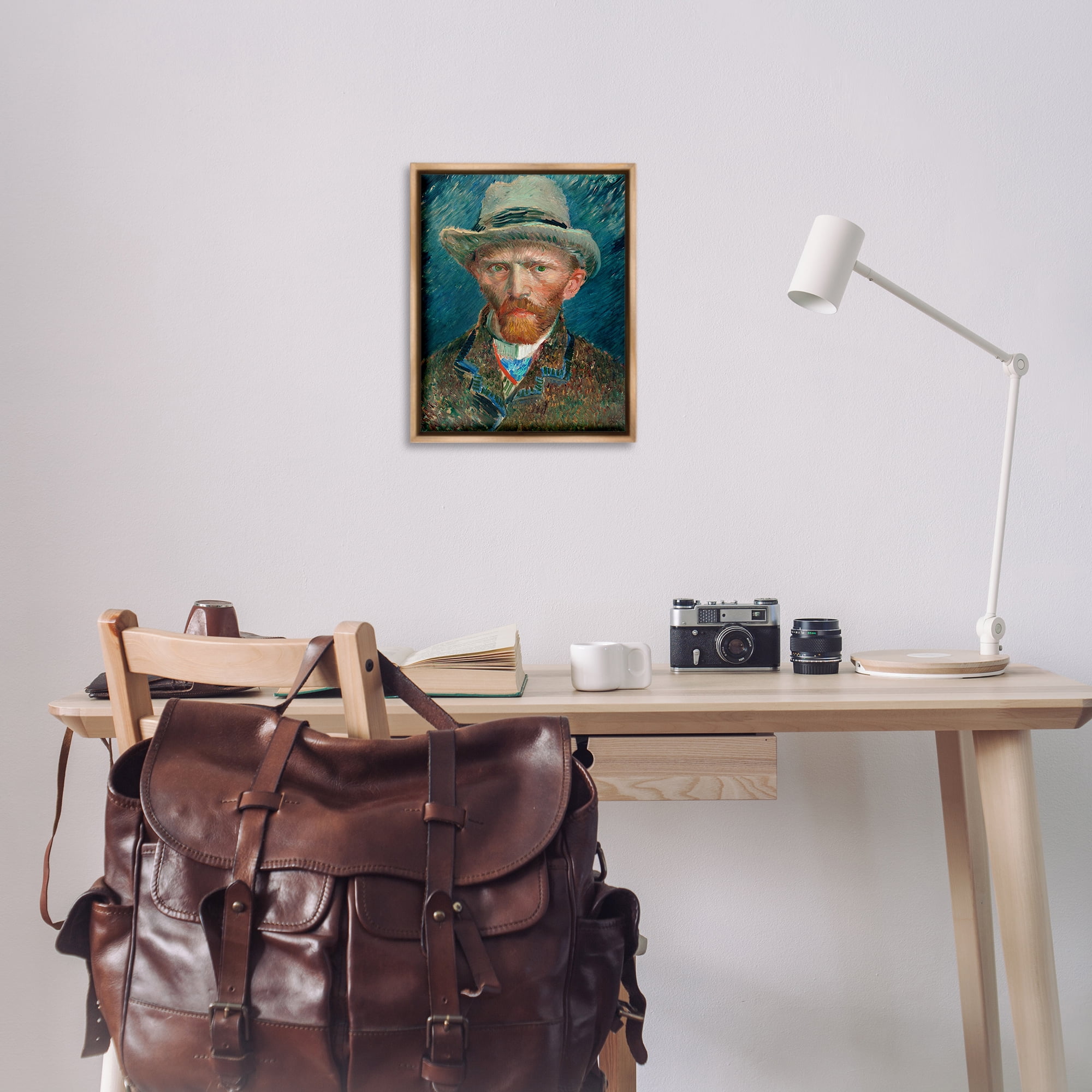 Stupell Industries Classic Van Gogh Portrait People Painting Brown Floater Framed Canvas Art Print Wall Art, 17 x 21
