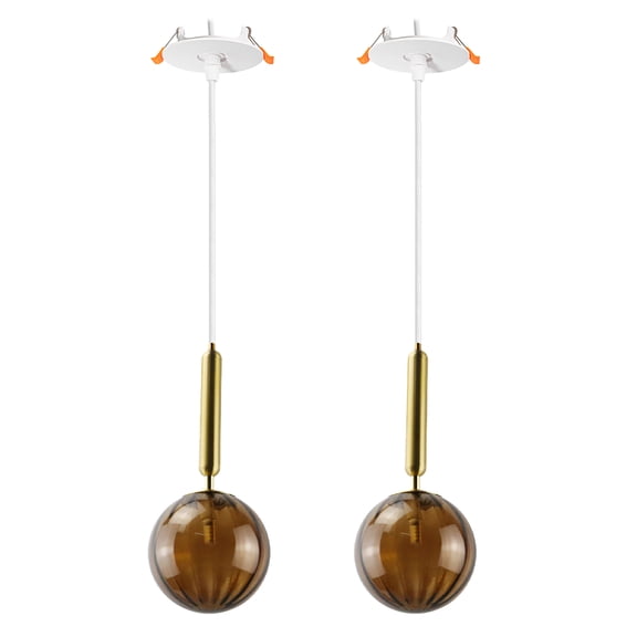 Kiven Recessed Ceiling Light, 2-Light Modern Style Recessed Downlight with Glass Lampshade, Adjustable Pendant Lighting for Bedroom Kitchen Island Home