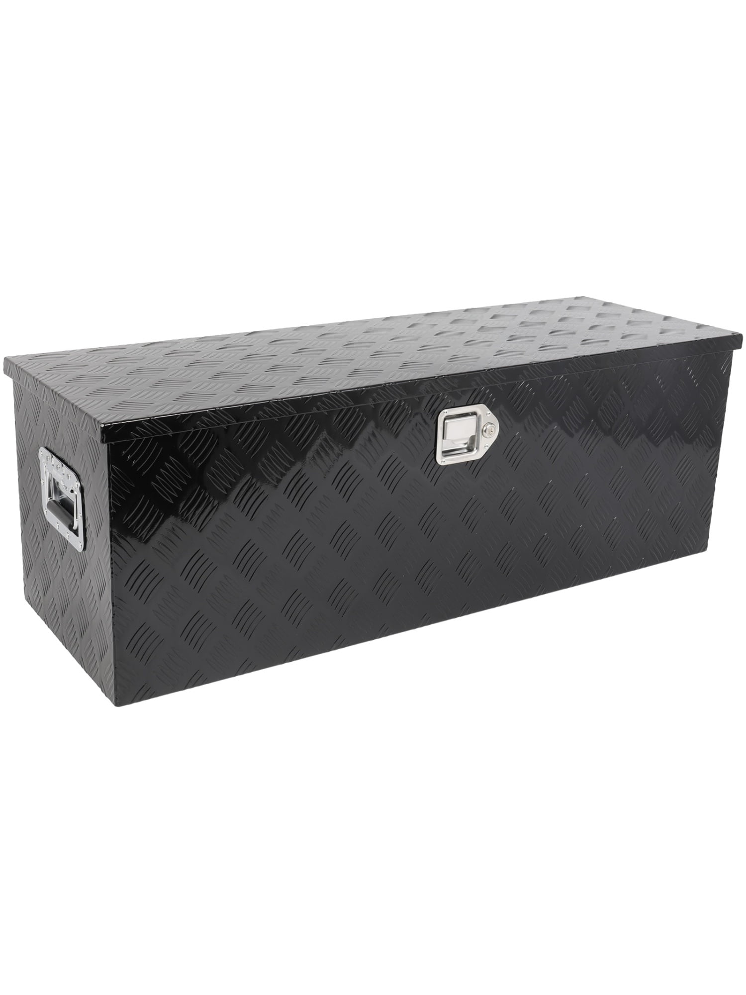 SCITOO 44 Inch Aluminum Truck Bed Tool Box,Heavy Duty Diamond Plate Trailer Tool Box with Lock Keys,Tool Storage Organizer Chest for Pick up,Truck Bed,ATV,RV TrailerWaterproof Black 44X15X15