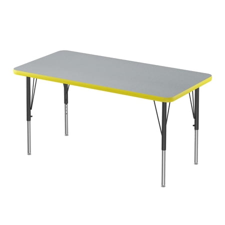 Correll Inc. Deluxe High-Pressure Top Activity Tables  24x36  RECTANGULAR GRAY GRANITE  BLACK/CHROME