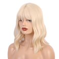 thumbnail image 3 of Peluca rizada ondulada corta para mujer de 14 ", peluca Bob beige / púrpura / marrón, pelucas sintéticas de Halloween para gorro de peluca Sunnimix peluca cosplay sintética para mujeres, 3 of 8