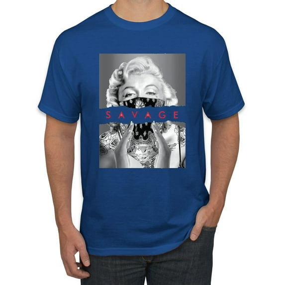 Wild Bobby, Marilyn Savage Bandana, Streetwear, Men Graphic Tee, Royal, 3X-Large