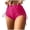 01-Hot Pink482, variant on XIAONU Women's Drawstring Side Swim Shorts Solid Summer Beach Swim Trunks