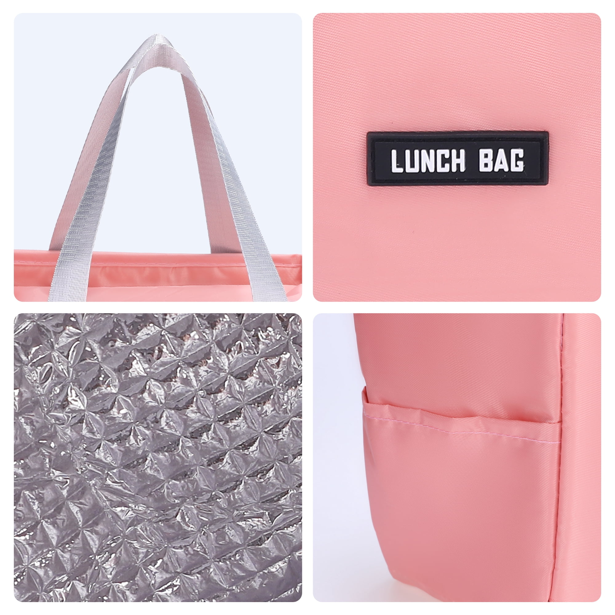 Unique Bargains Insulated Lunch Bag for Women and Men for Work Office Pink