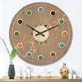 thumbnail image 2 of Designart 'Golden Colored Marble Design II' Mid-Century Modern Wood Wall Clock, 2 of 5