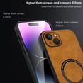thumbnail image 6 of ELEHOLD For iPhone 13 Luxury Leather Magnetic Shockproof Case Slim Drop Protection Cover, Lens & Screen Protection, Compatible with Magsafe, Skin-Friendly, Brown, 6 of 9