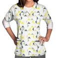 thumbnail image 3 of Snoarin Summer Plus Size Tops for Women Tops Short Sleeve V-neck Tops Working Uniform Floral Print With Three Pockets Blouse Work Uniforms for Women on Clearance, 3 of 5