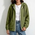 thumbnail image 5 of WIZUTIZ Women's Solid Color Zip Up Hoodie Drawstring Hood Pockets Long Sleeve Casual Jacket Lightweight Fall Spring Outerwear, 5 of 7