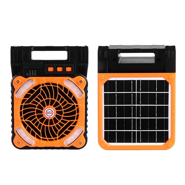 Solar Powered Camping Fan, Portable Solar Fan, 5200Mah Rechargeable Solar Powered Camping Fan with LED Lantern, Folding USB Port Camping Fan Power Bank for Home Outdoor