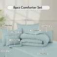 thumbnail image 4 of Lux Decor Collection Twin Seersucker Bedding Comforter Set – All-Season 8 Pieces Bed in a Bag Includes Comforter, Sheets, Pillow Sham, Bed Skirt & Decorative Pillow for Ultimate Comfort - Aqua Blue, 4 of 7