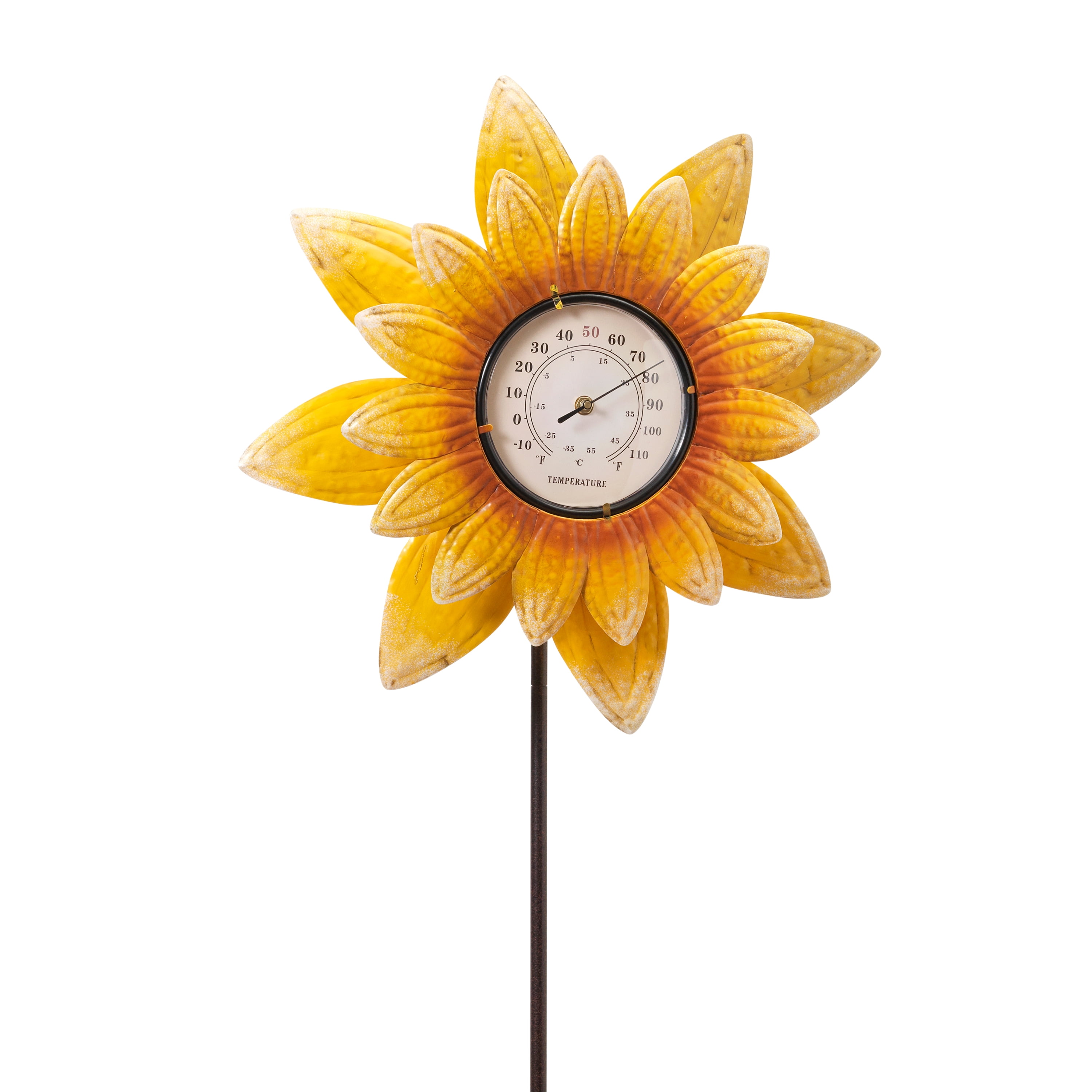 Gerson 63Inch High Metal Sunflower Thermometer Yard Stake
