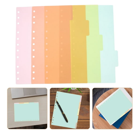 OUNONA 5-Pack Multi-Color Plastic Page Dividers for Loose Leaf Paper, Index Tabs for Office and School Organization