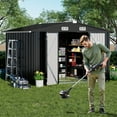 thumbnail image 5 of COMHOMA Outdoor Storage Shed with Base 10 x 8 FT Shed with Lockable Door Steel Garden Shed with Air Vent,Gray, 5 of 8