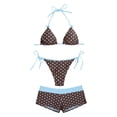 thumbnail image 6 of VNKIDY Womens Polka Dot Triangle Halter Bikini Set With Color Block Boyshort Bottom Bow Detail For Beach Days Pool Parties Summer Vacations Stylish Swimwear, 6 of 6