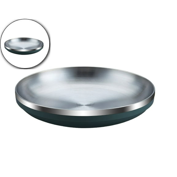 Dvruxg Stainless Steel Plates Dinner Plates for Adults 8 Inch Metal Plate Deep Dinner Dishes Serving Camping Plates - Reusable and Dishwasher Safe