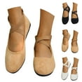 thumbnail image 6 of CPNG Women's Solid Color Shoes Comfortable Fashion Elastic Ankle Straps Flats Shoes with Elastic Ankle Straps Dressy Ballerina Style Closed Toe Casual Flat, 6 of 7