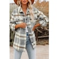 thumbnail image 1 of Women's Brown Plaid Print Pocket Shacket, 1 of 14