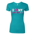 thumbnail image 2 of I Love My Boyfriend Tie Dye Pop Culture Womens Slim Fit Junior Tee, Tahiti Blue, Large, 2 of 3
