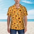 thumbnail image 2 of Gukieu Modern Wood Grain Sunflower Print Men's Short-sleeved Shirts, Button-down Lapel Hawaiian Shirts, T-shirts, Beach Vacation Summer Casual Wear,XX-Large, 2 of 7