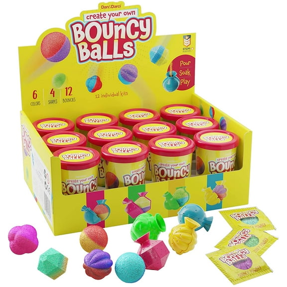 Make Your Own Bouncy Ball Kit - 12 Individual Kits - Science Party Favors - Cool Birthday Parties Activities for Kids - Create 12 Balls - Fun DIY Arts and Crafts for Kids Bulk - STEM Craft Projects
