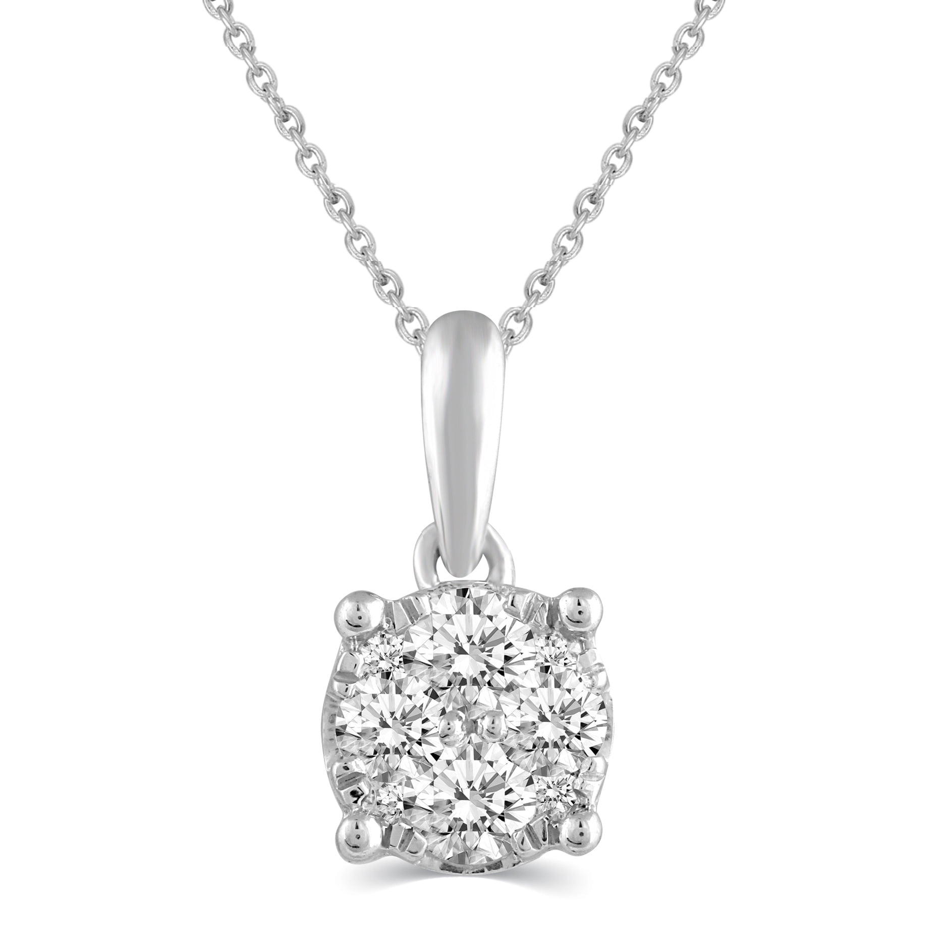 1/4 Cttw Natural Diamond Pendant Necklace set in 925 Sterling Silver