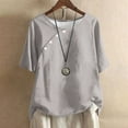 thumbnail image 2 of Bogo Summer 2025 Womens Fashion Tops Womens Short Sleeve Tops Dressy Casual Summer Shirts Cotton Blouses For Women Long Sleeve White V Neck T Shirts Women Fitted, 2 of 5