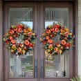 thumbnail image 7 of Dserhfy Autumn Peony Pumpkin Wreath Artificial Twig Garland Vintage Floral Garland Seasonal Door Hanger for Thanksgiving Harvest Decor, 7 of 7