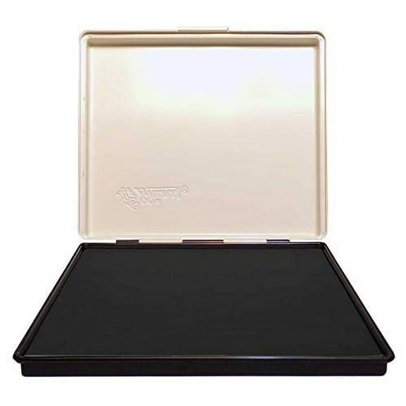 Extra Large 8" x 12" Industrial Rubber Stamp Ink Pad in Metal Case, Black Stamp Pad