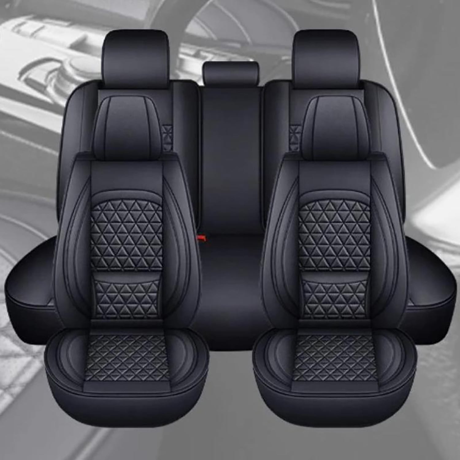 Car Seat Covers Compatible with Toyota Camry 2002-2025 - Full Set 5 Seats Faux Leather All-Weather Seat Cushions & Protectors, Waterproof & Breathable, Airbag Compatible (Black)
