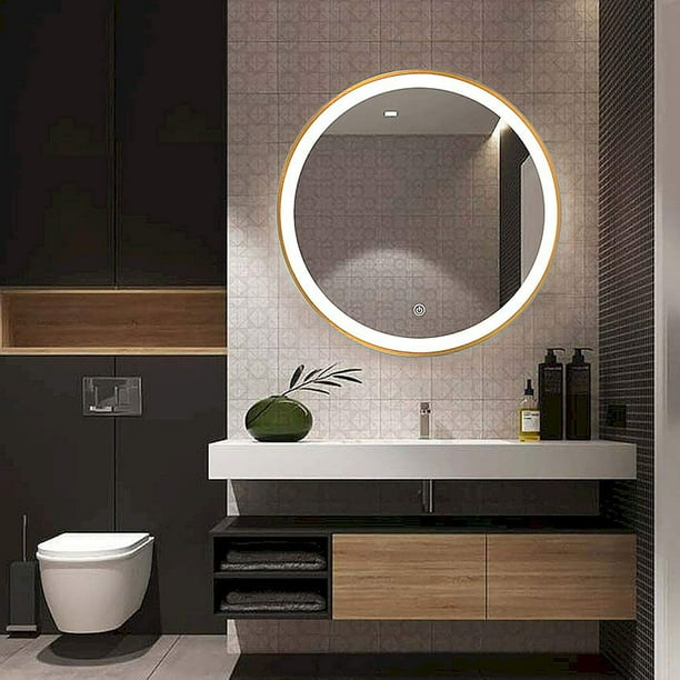 Kiapeise Round Mirror For Bathroom Led Circle Wall Light Up Com - Light Up Bathroom Wall Mirror