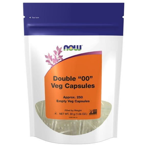 NOW Supplements, Empty Vegetarian Capsules, Double "00", Filled by Weight, Non-GMO Project Verified, 250 Veg Capsules