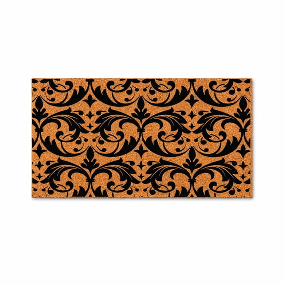 Damask Scroll Doormat, Decorative Entryway Door Mat, Indoor Outdoor Welcome Mat (24x48 inches) WoodByStu 4328