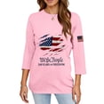 thumbnail image 4 of Iaqnaocc Shirts for Women 3/4 Length Sleeve 250 anniversary usa shirt Vintage Patriotic Flag Print Tunic Tops Causal Spring Day Round Neck Graphic Tee Tops Pink L, 4 of 4