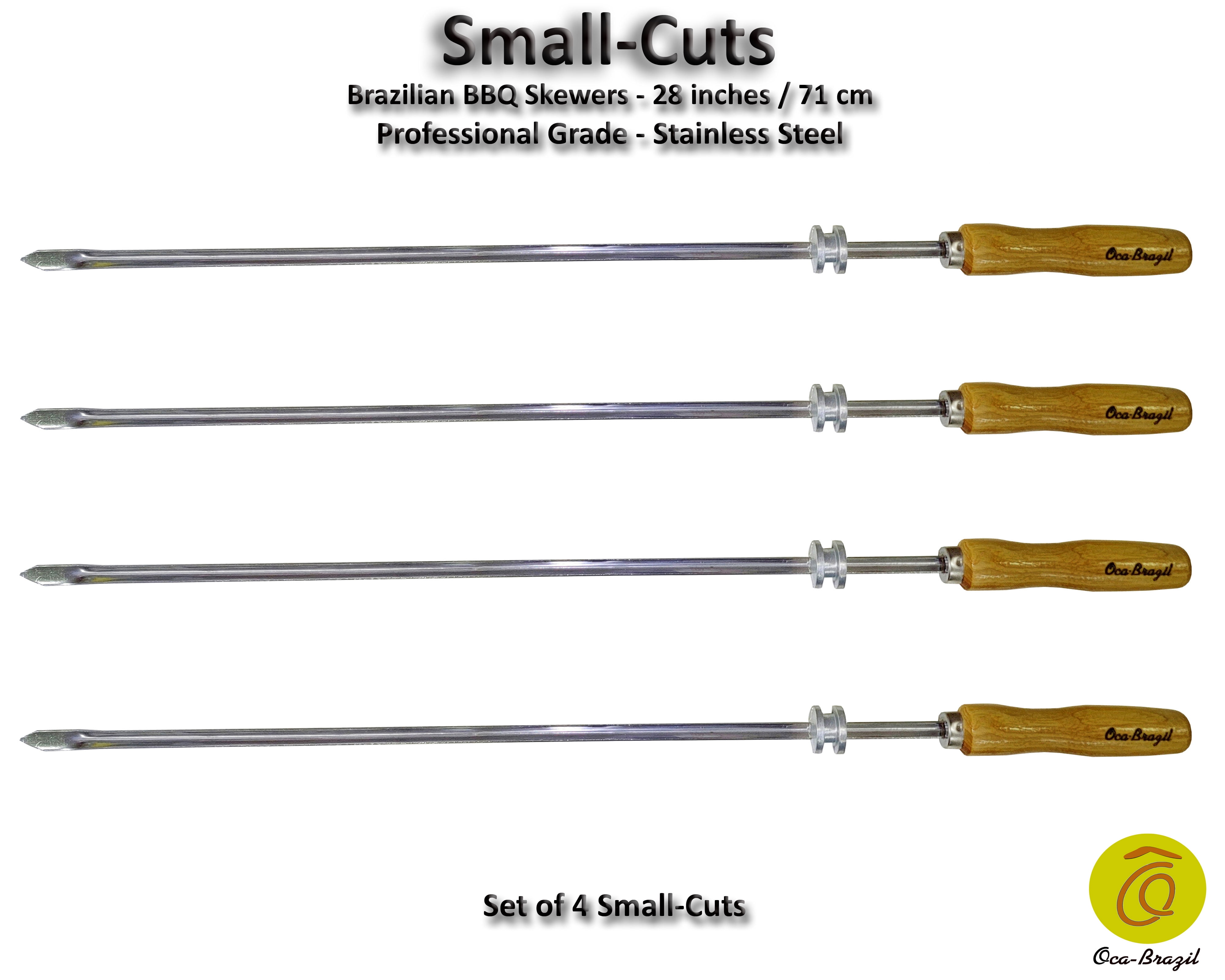 Set of 6 Small Cuts Professional Grade Brazilian Skewers for BBQ 28" 