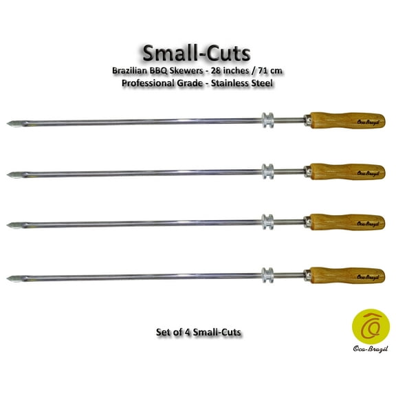 Small Cuts - Set of 4 Brazilian Skewers for BBQ 28" -  Professional Grade