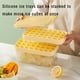 thumbnail image 4 of Juego de moldes para hacer cubitos de hielo de plástico de silicona sin BPA, 4 bandejas para cubitos de hielo para congelador con tapa y contenedor, cuchara para hielo, 4 of 4