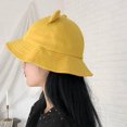 thumbnail image 4 of 2 uds sombrero de cubo de rana para adultos, sombrero de algodón para mujer, sombrero de pescador de algodón plegable para niños y mujeres - (verde+amarillo), 4 of 5