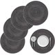 thumbnail image 1 of Nvzi Juego de 4 manteles individuales trenzados redondos de 15 pulgadas, manteles individuales lavables para mesa de cocina para bodas, fiestas navideñas (negro y gris), 1 of 5