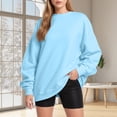 thumbnail image 2 of vigerkar Crewneck Sweatshirts Women Comfort Oversized Sweatshirt Cozy Fleece Pullover Sweatshirts No Hood Soft Cute Fall Tops (Sky Blue, XXL), 2 of 4