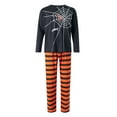 thumbnail image 2 of KelaJuan Halloween Family Matching Pajamas Set, Long Sleeve Spider Web Print T-shirt + Striped Pants, 2 of 6