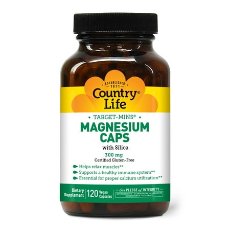Target-Mins Magnesium with Silica 300mg, 120 Vegan Capsules, Certified Gluten Free, Certified Vegan