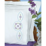 Jack Dempsey Stamped Pillowcases with White Lace Edge, Vintage Circle, 2-Pack