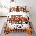 thumbnail image 2 of Manfei Pumpkin Truck Bedding Queen Size,Geometric Plaid Comforter Sets with Sheets,Happy Fall Bedding Sets Queen Size,Breathable Autumn Room Decor,Reversible,7pcs, 2 of 6