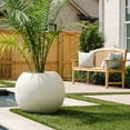 thumbnail image 4 of Ash & Ember Onyx 24" D Ceramic Indoor Outdoor Round Sphere Planter, Satin Ivory, Home Décor Evergreen Weather Resistant Modern Planter Pot, Seamless Herb & Seasonal Flower Garden Box, 4 of 8