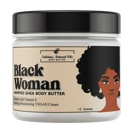 Sabrinas Natural Oils Black Woman Long-Lasting Hydrating Vitamin E Body Butter, 12 Ounce