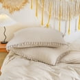 thumbnail image 5 of Move Over Beige Gray Tassel Beding Sets Microfiber Duvet Cover Set Twin Three Layer Tassels Pattern No Filling, 5 of 7
