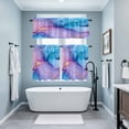 thumbnail image 4 of Pink Blue Marble Kitchen Curtains Valances and Tiers Set of 3 Modern Art Abstract Luxury Gold Texture Tier Curtains and Valance with Rod Pocket for Small Windows, 27.5"x24", 4 of 9